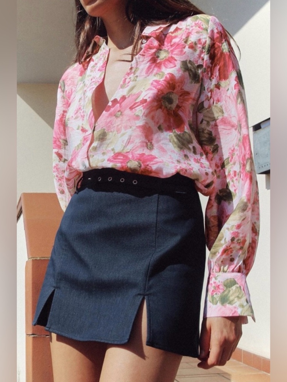 (#55)ZARA Floral Print Shirt